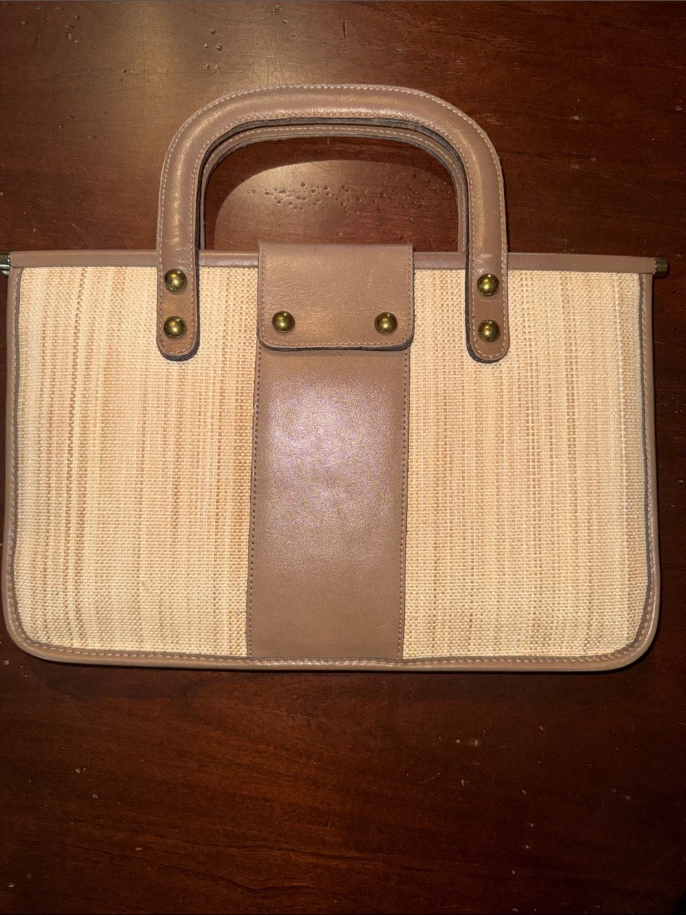 Etienne Aigner Classic Neutral Two-Tone Top-Handle Bag - Beige/Tan